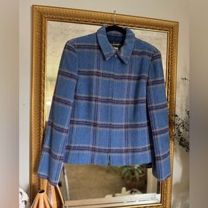 VINTAGE WOOL PLAID ZIPPER BLAZER